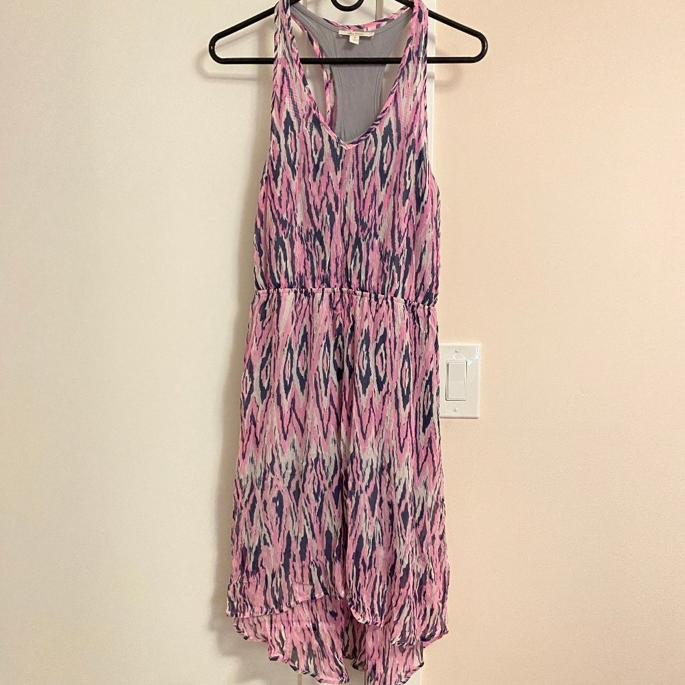 Ella Moss Halter Midi Dress Pink Navy White Size M Lined Silk